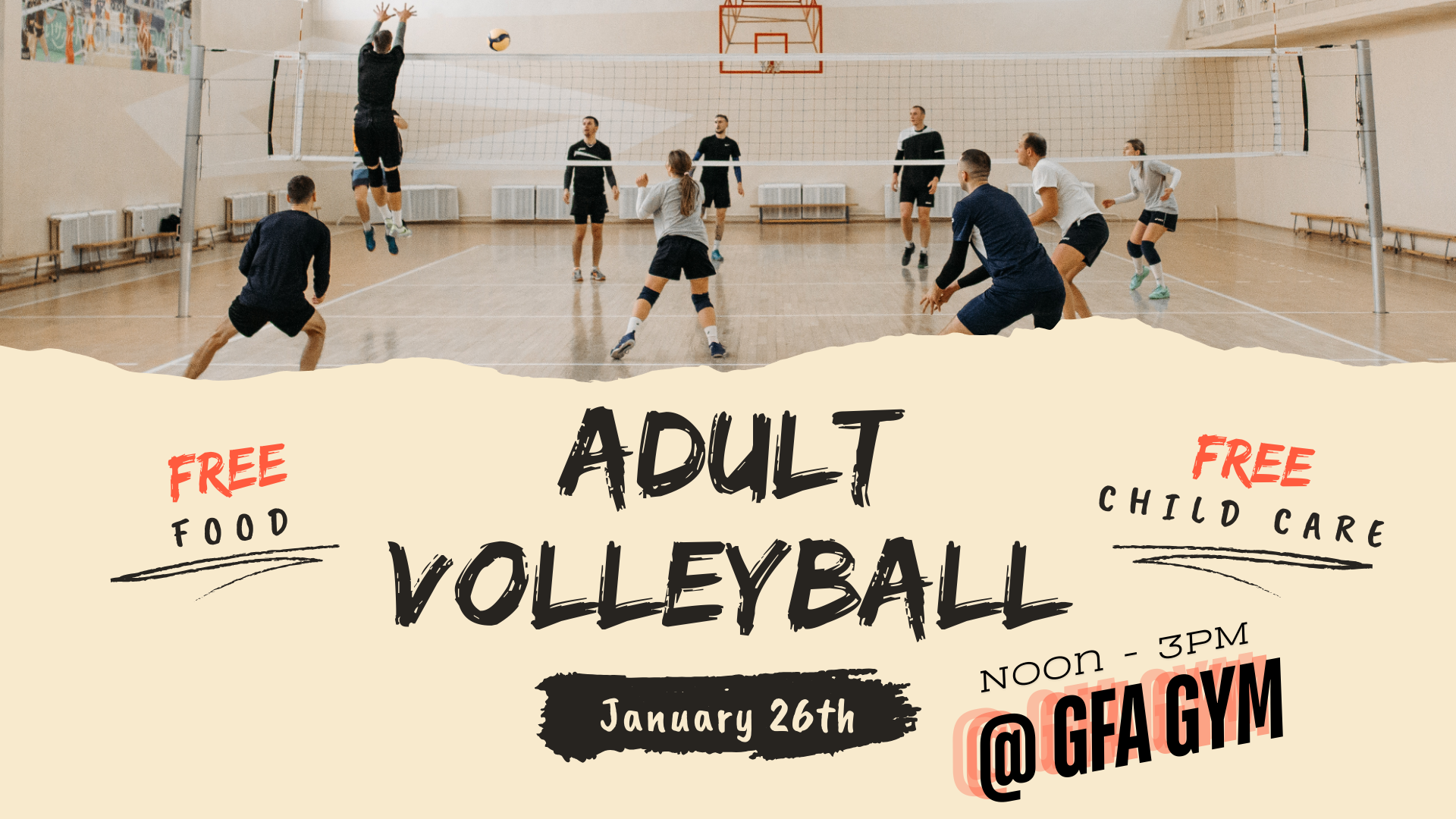 Black and Cream Simple Brush Modern Volleyball Tournament Poster (2)